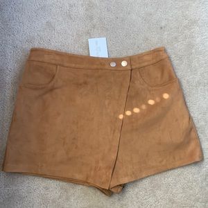 Brown suede material shorts